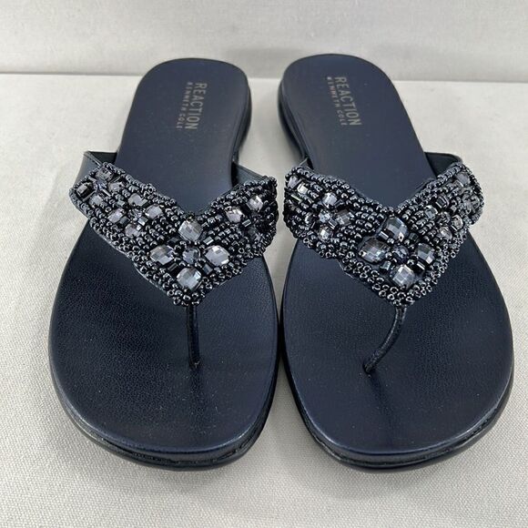 Reaction by Kenneth Cole Glam-A-Thon Thong Sandals Midnight Sand Size 10 - Picture 6 of 7